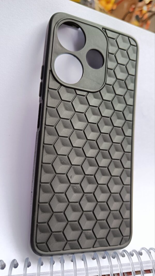 Redmi 13 5G Mobile Back Cover Black Colour Hexa Design. - Image 3