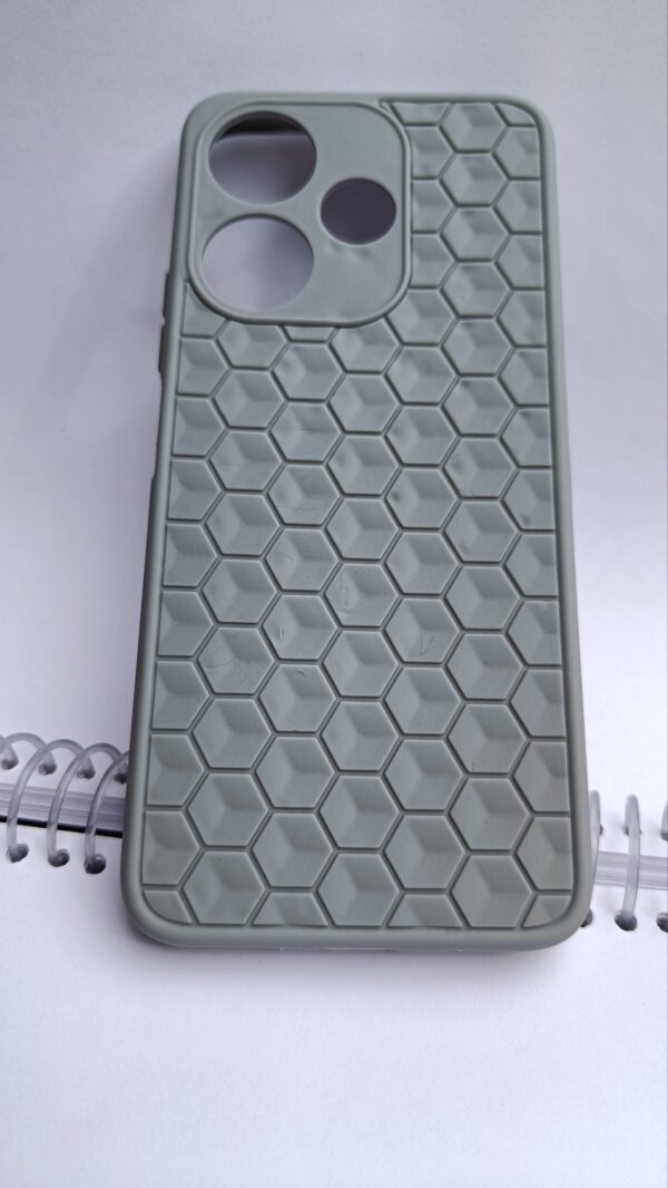 Redmi 13 Back Cover Silver Colour With Hexa Design . - Image 3
