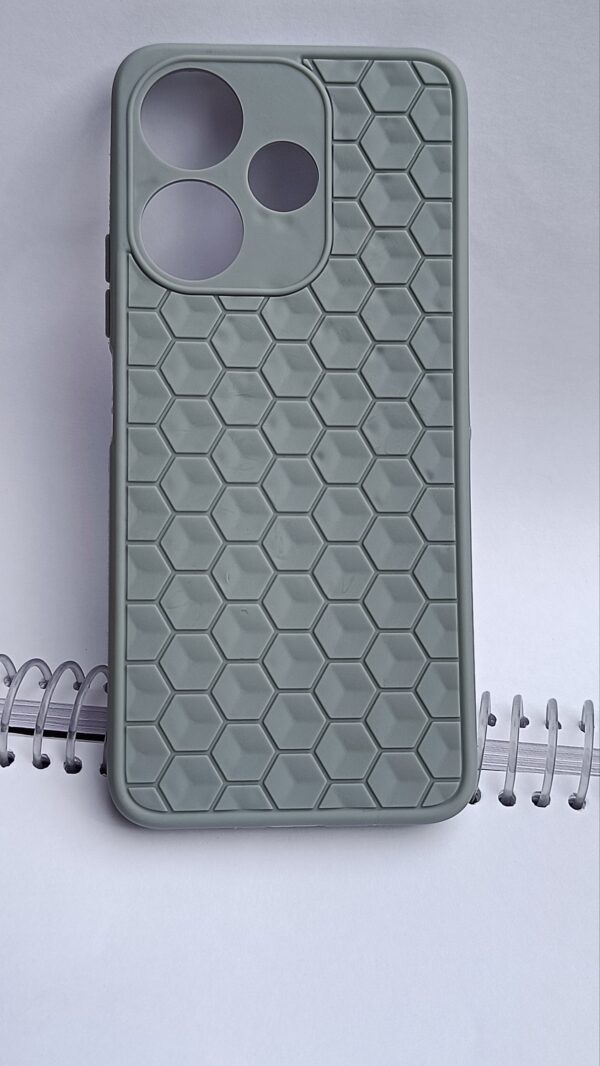 Redmi 13 Back Cover Silver Colour With Hexa Design . - Image 2