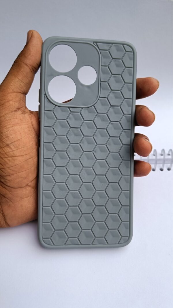 Redmi 13 Back Cover Silver Colour With Hexa Design .