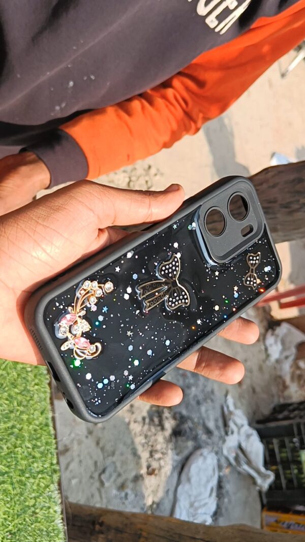 VIVO Y 16 BACK COVER FOR GIRLS BUTTERFLY (BLACK COLOUR) - Image 2