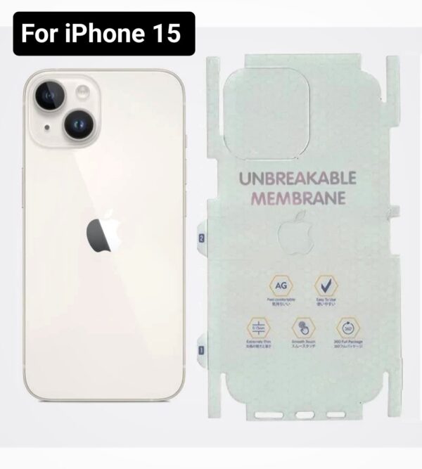 BACK GUARD Membrane  For iPhone 15 (Matte finish) (Pack of 1)